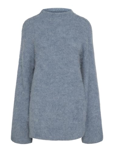 PIECES Pcmala LS maglione donna collo alto denim