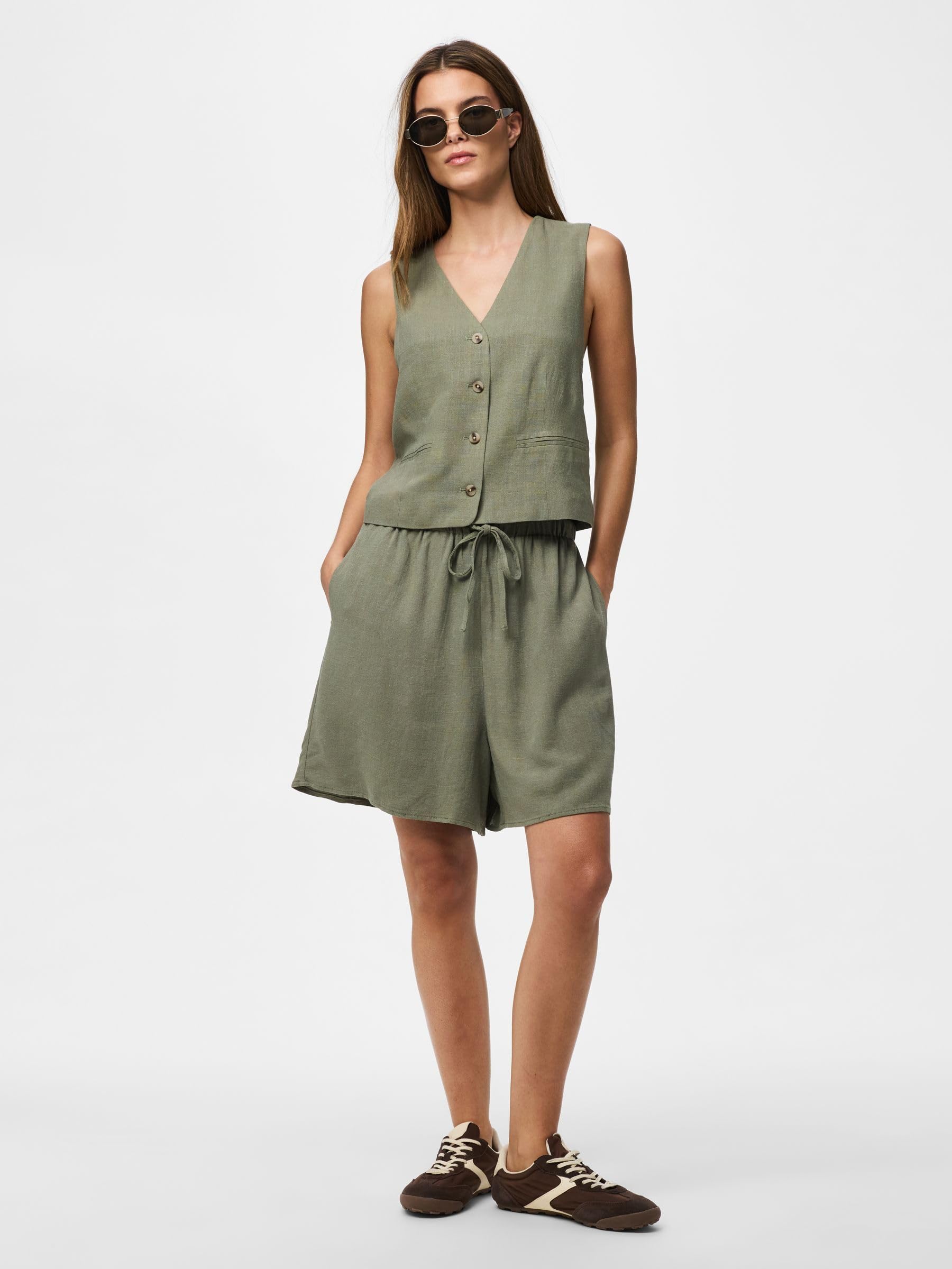 Pieces Pcvinsty gilet corto donna verde uso quotidiano