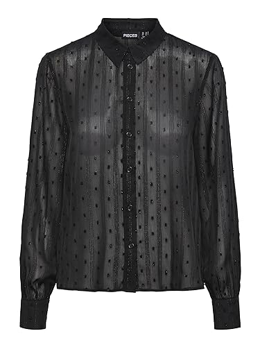 Pieces camicia lurex semitrasparente maniche lunghe