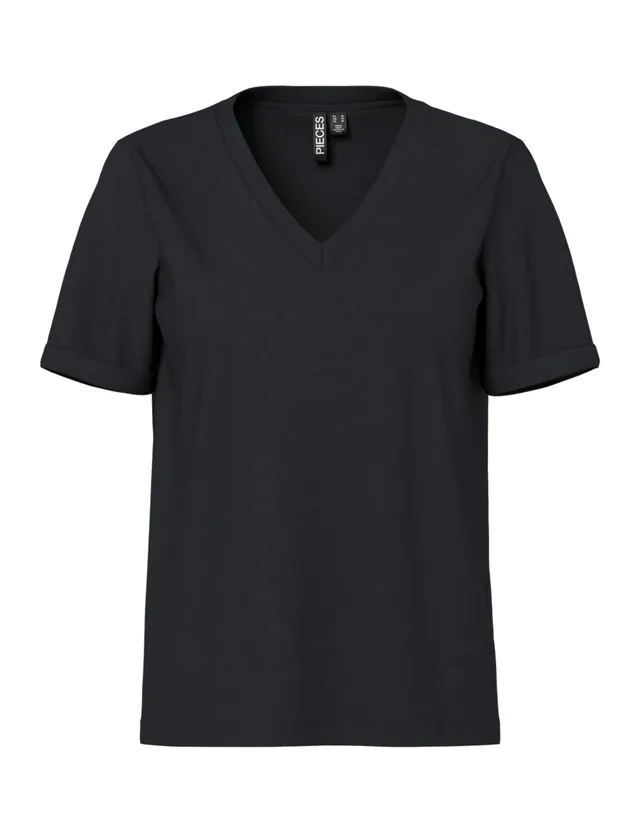 Pieces Pcria SS V-Neck Solid Tee Noos t-shirt donna viola cotone