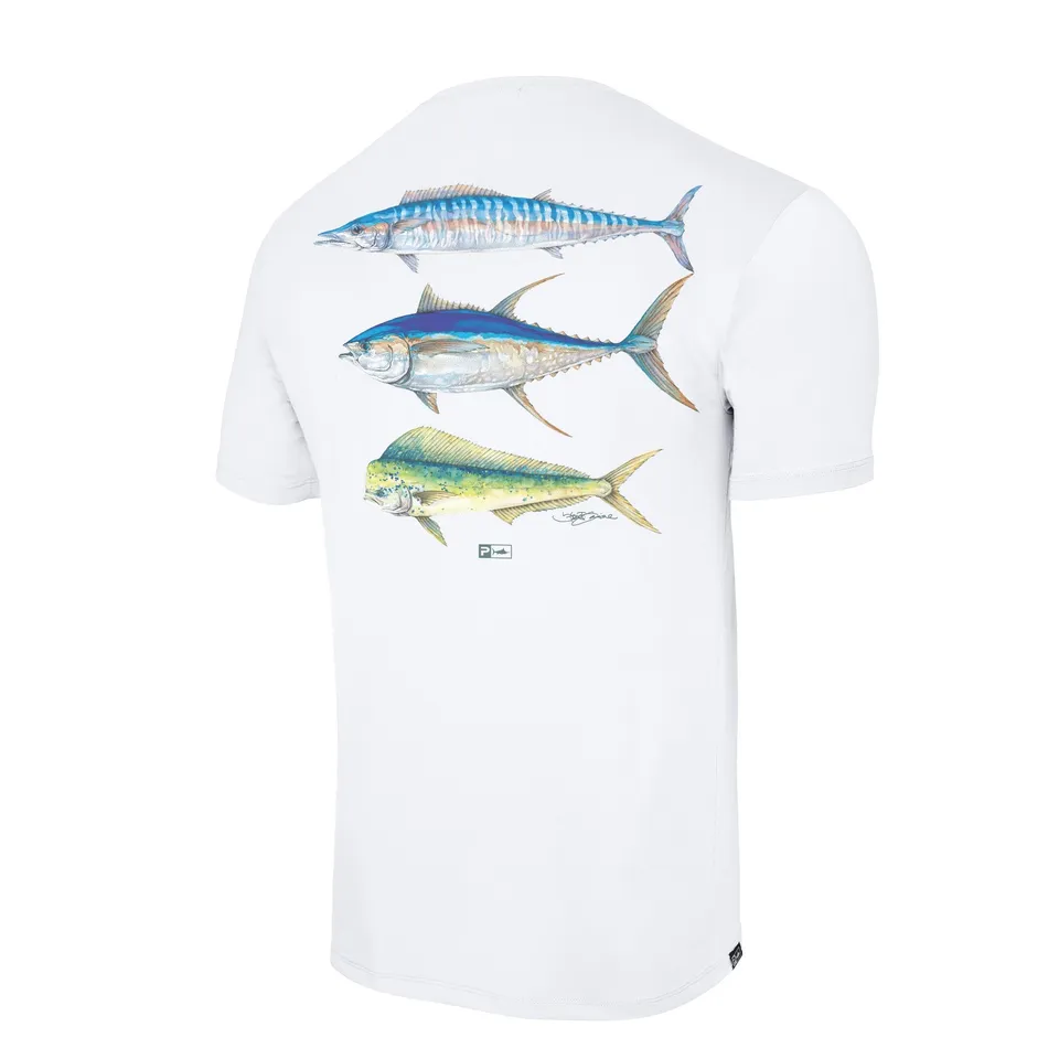 Pelagic Freespool Goione Three Peat maglietta White UPF