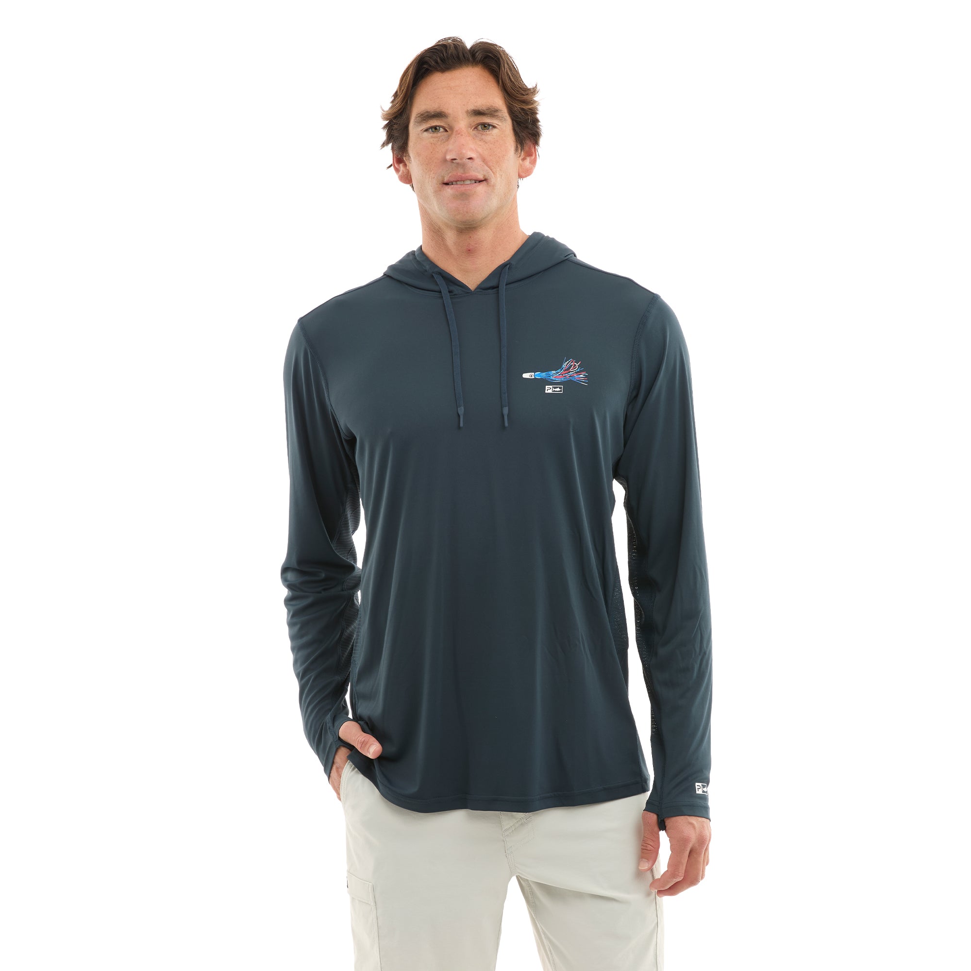 Pelagic Vaportek Short Corner maglia pesca blu navy UPF 50+