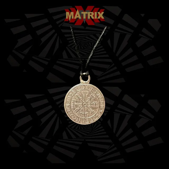 Matrix Vegvisir Viking Ruune ciondolo in zamak con cordino