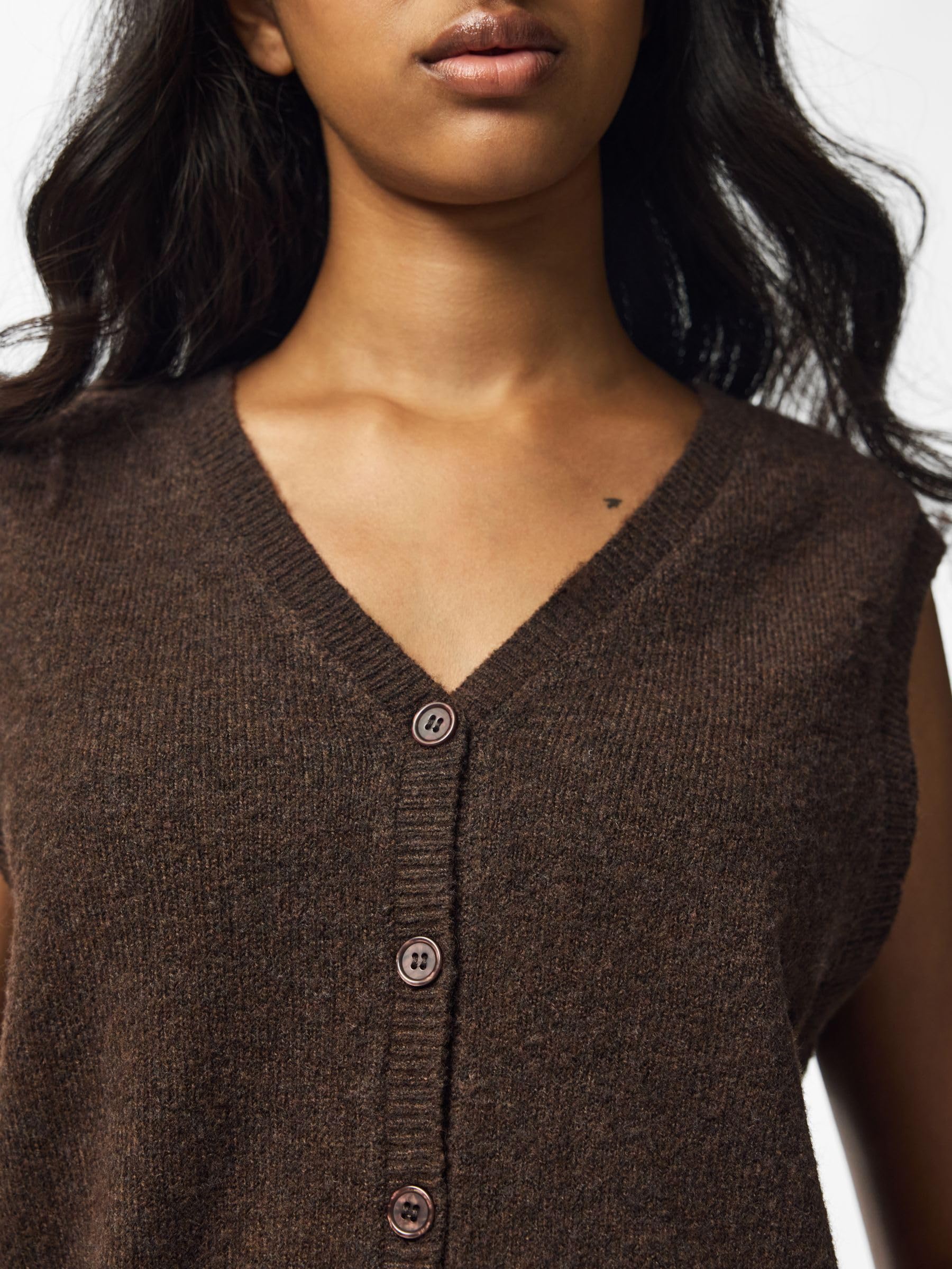 Pieces Pcsally SL V-Neck Knit Vest Noos gilet donna XS Hot Fudge