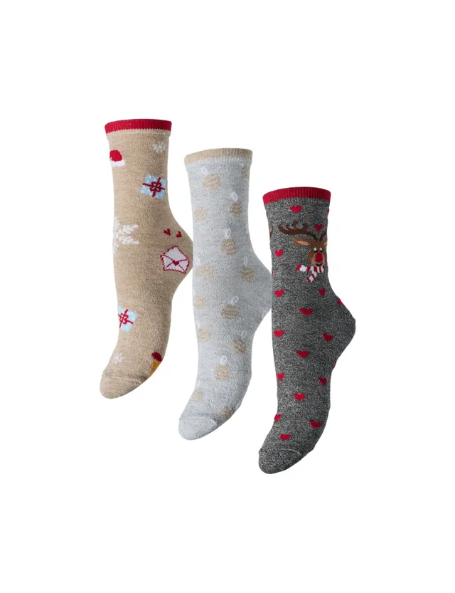 Pieces Pcjingle Xmas Glitter Socks calzini donna 3 paia glitter
