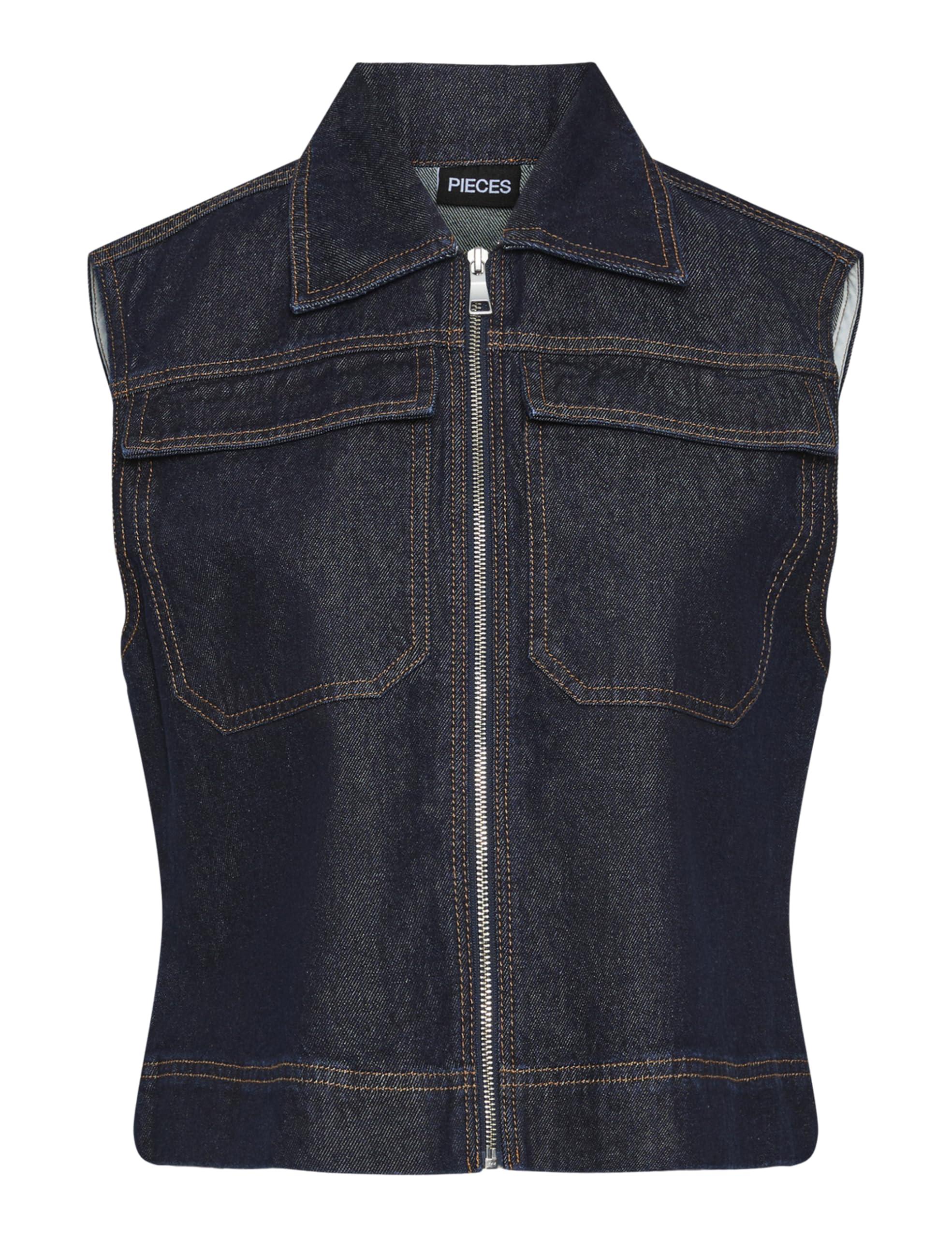 PIECES Pcnevin Sl gilet donna blu jeans scuro S