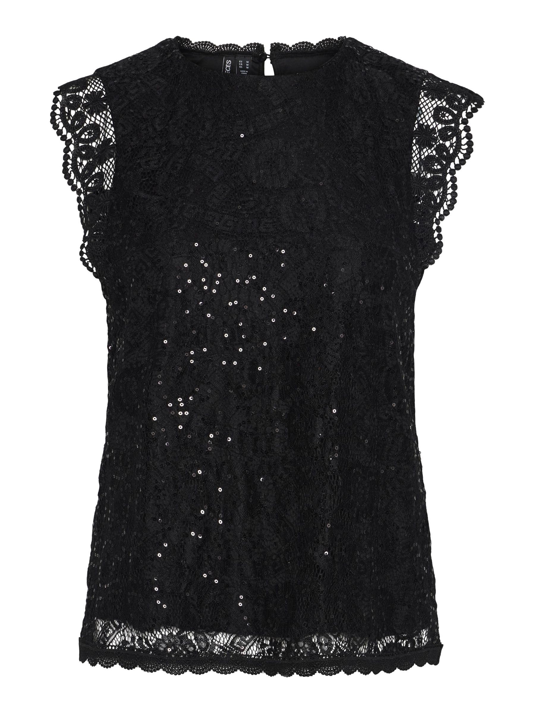 Pieces Pcolline SL Lace Sequins Top Noos top M