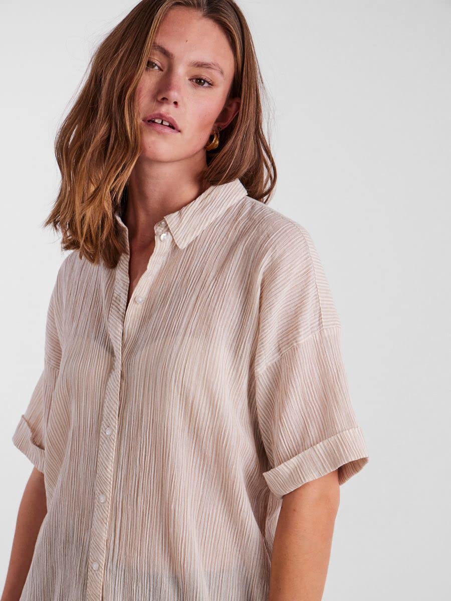Pieces Pcterra camicia donna irish cream maniche lunghe