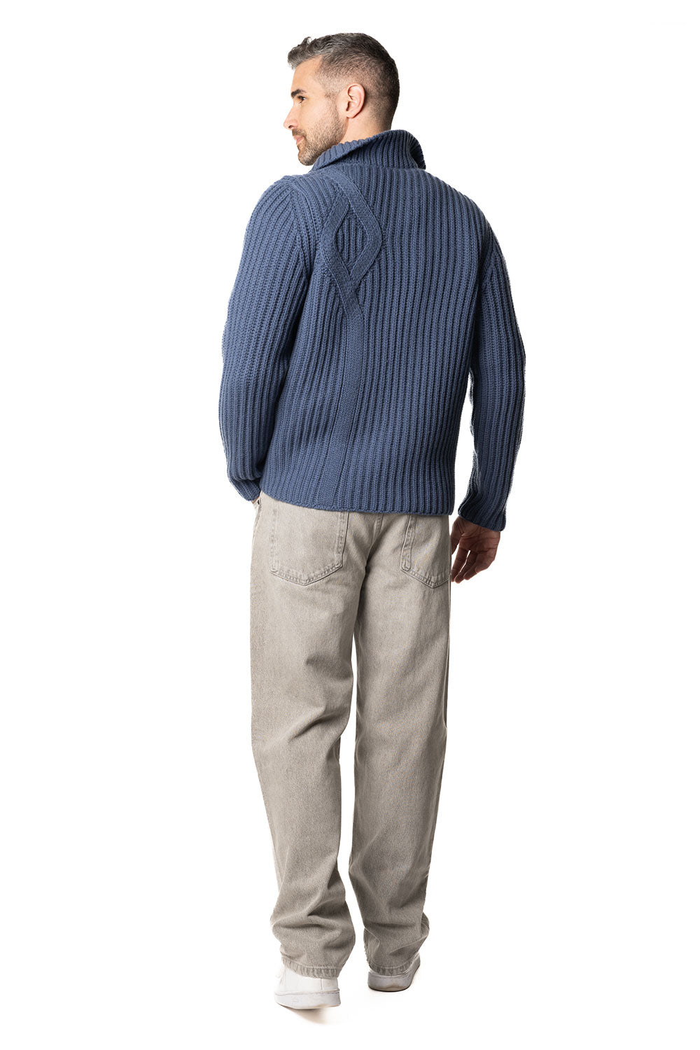 Vittoria Paci Blouson Zip Maglia Blu Cashmere Uomo