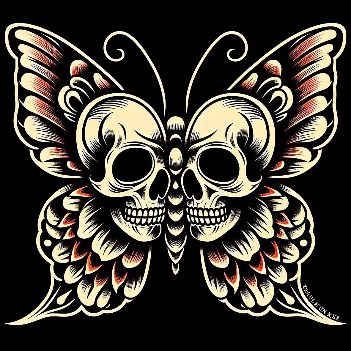 Rex Diaul d’un Rex Skull Butterfly maglietta