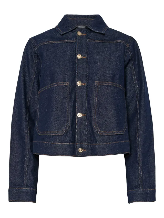 PIECES Pcmalin Denim giacca jeans blu scuro S classica