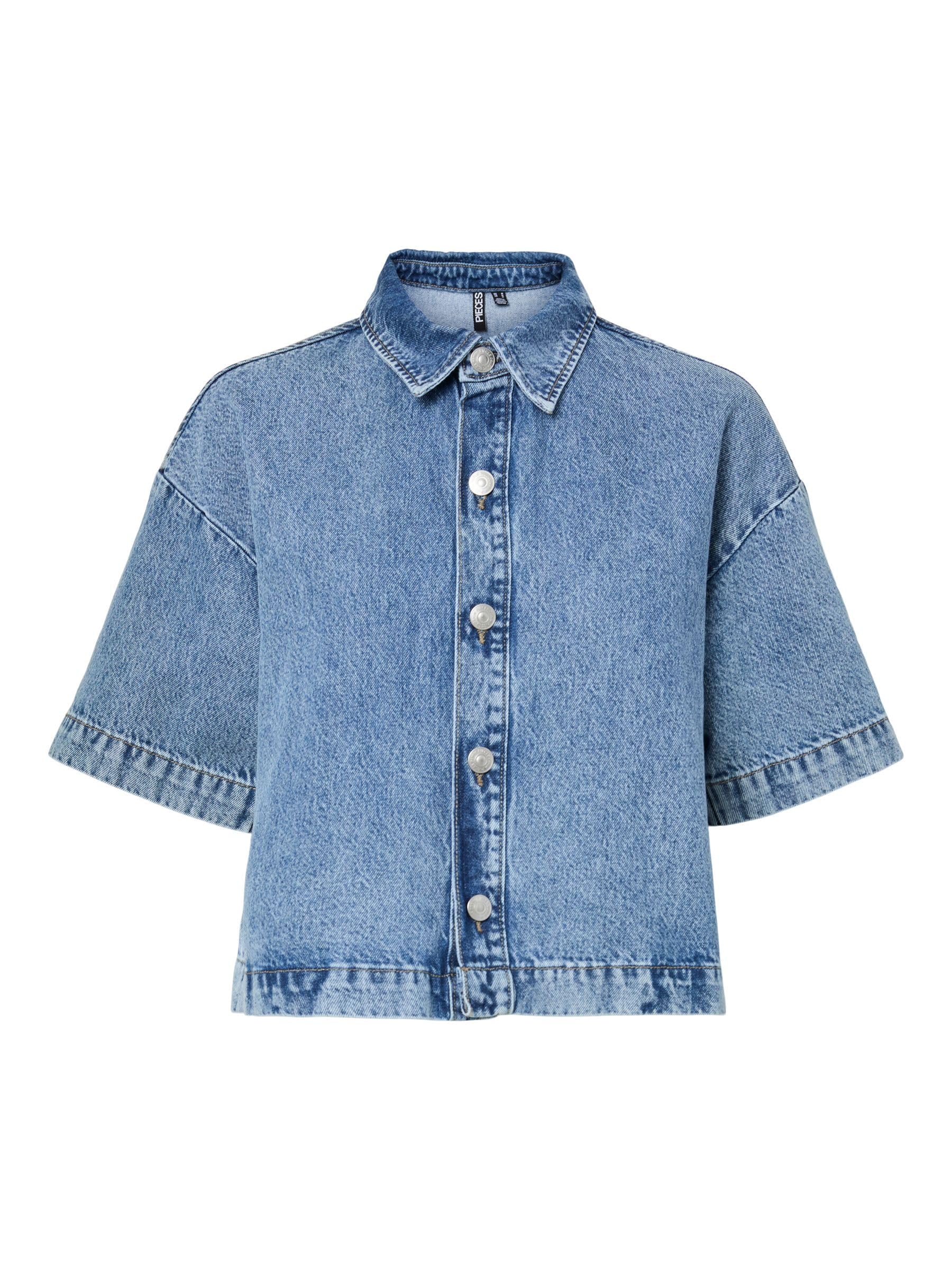 Pieces Pcsky SS A-Shape Denim Top Noos BC top donna taglia M