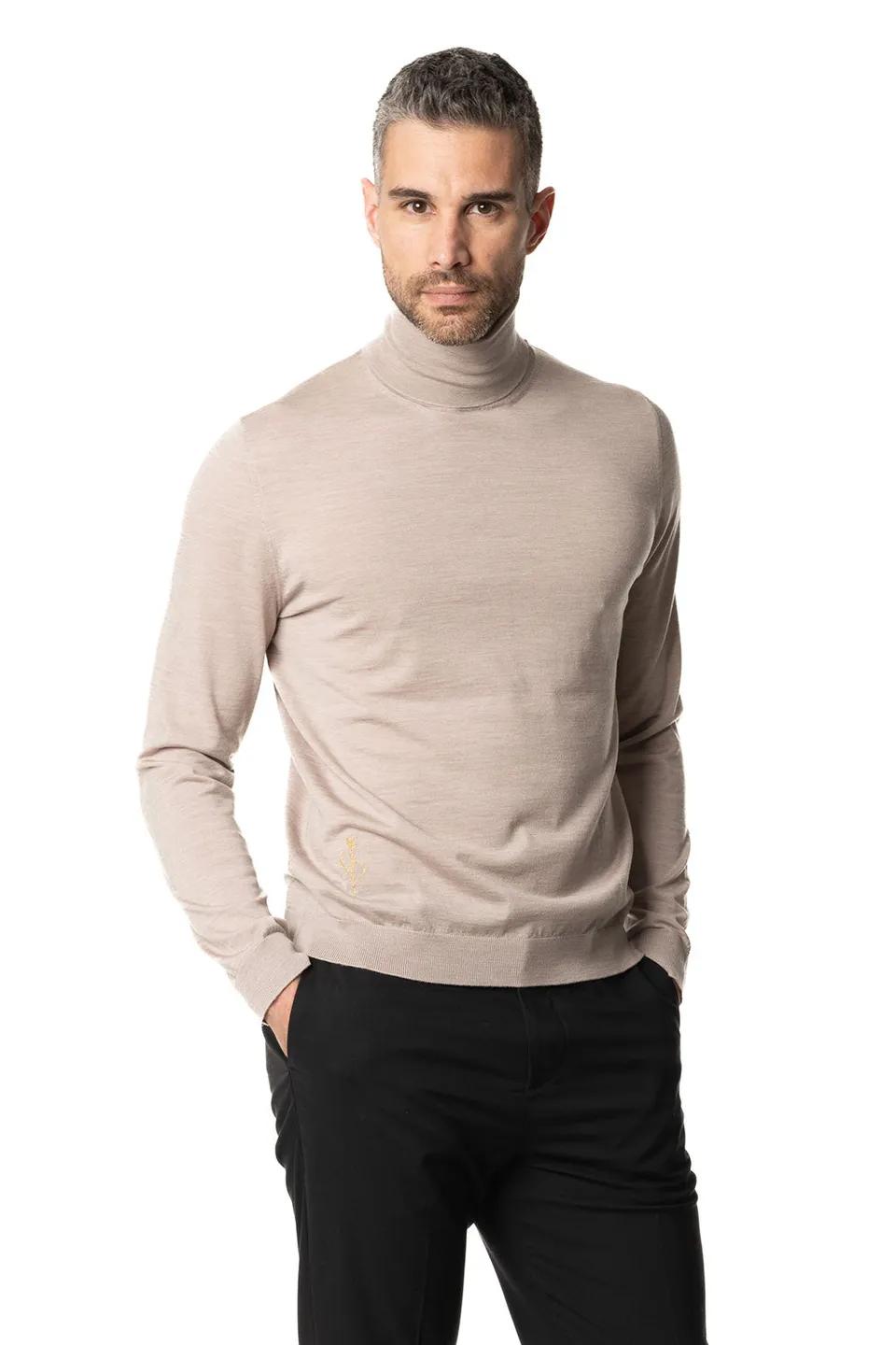 Vittoria Paci Dolcevita Lana Merinos Beige Uomo
