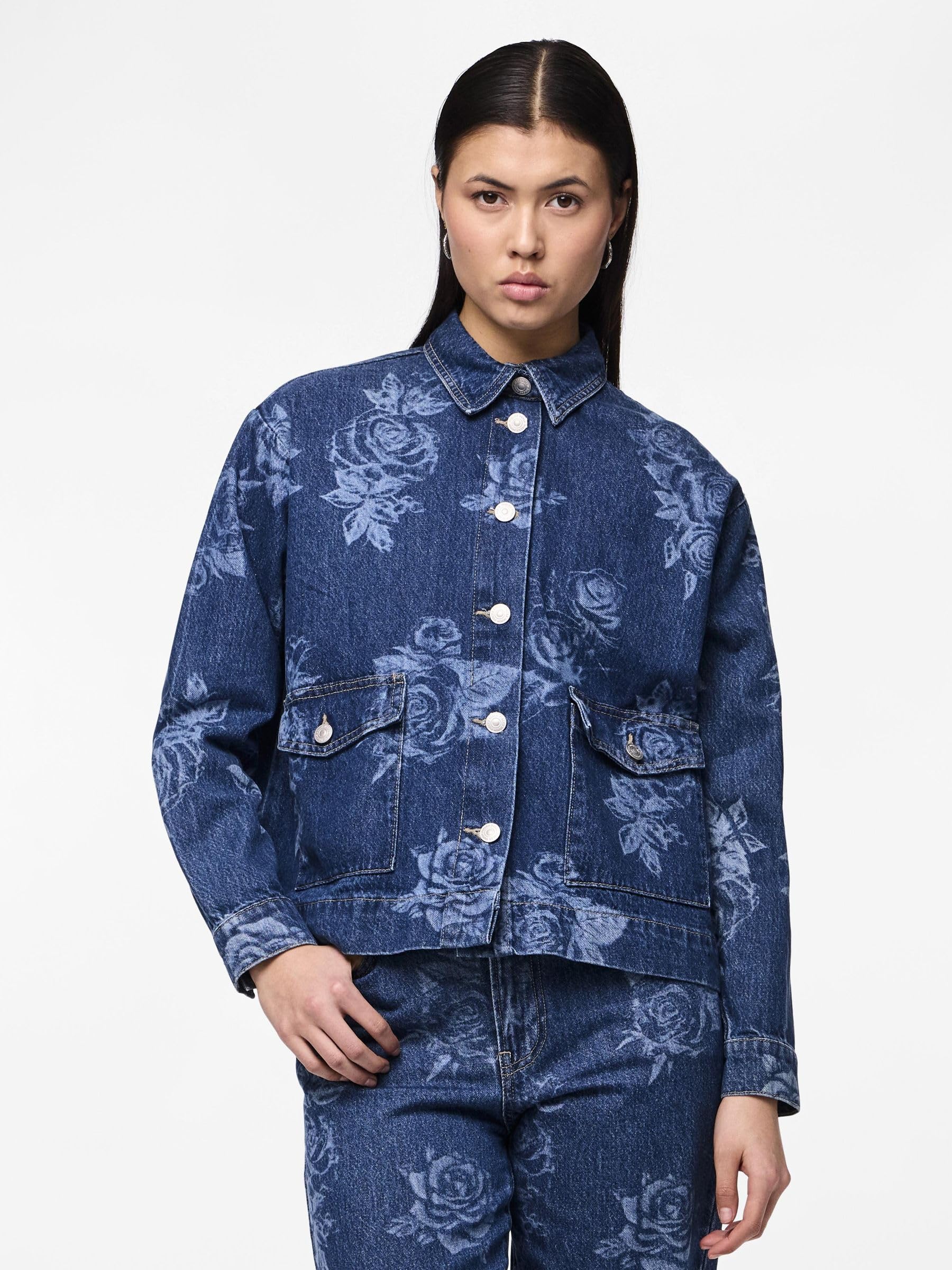 Pieces Pcflora camicia jeans donna XS stampata