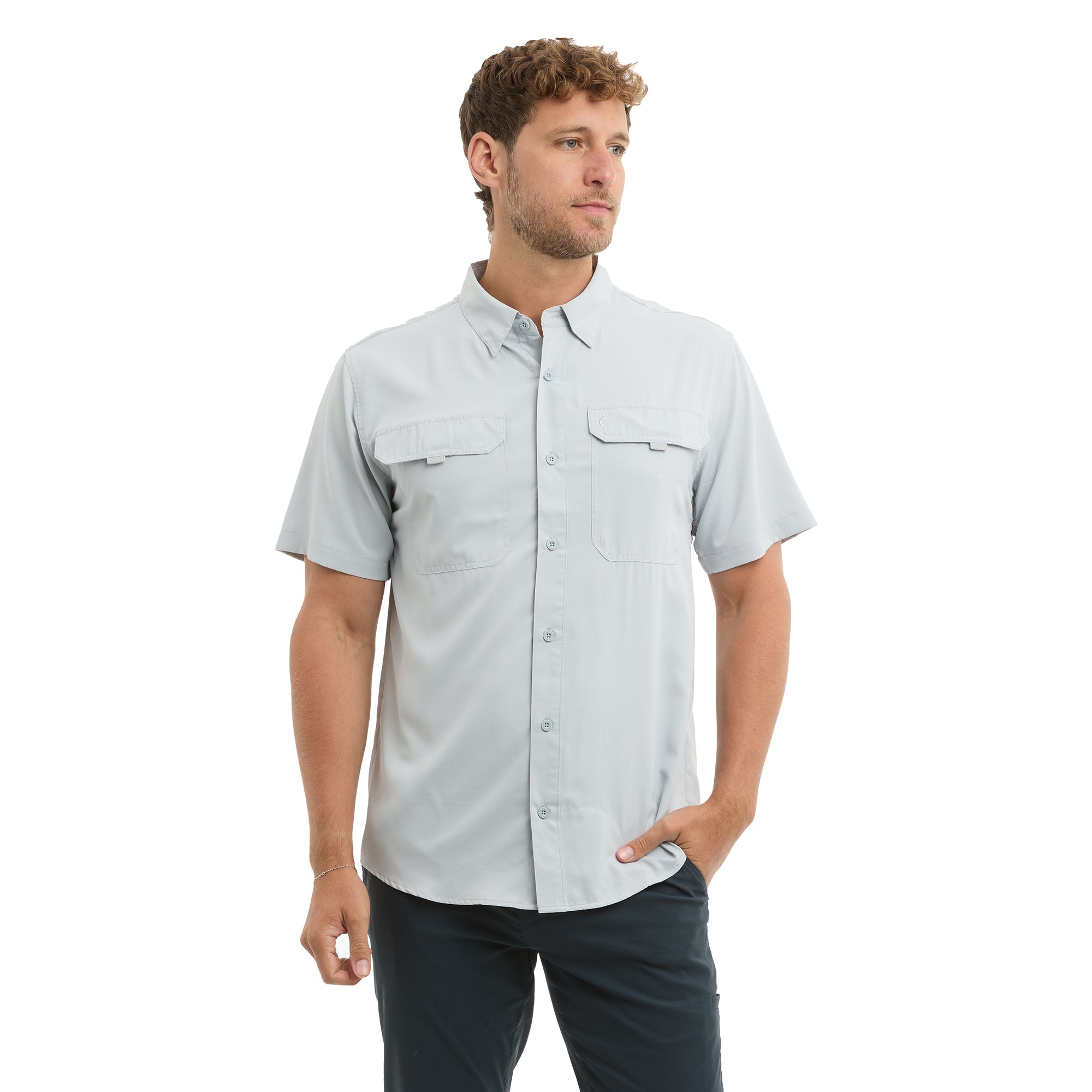 Pelagic Keys camicia uomo manica corta Grigio Chiaro UPF 50+
