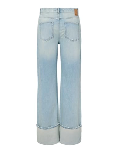 PIECES Pcsilke MW Fold Up Denim jeans blu chiaro 29W x 32L