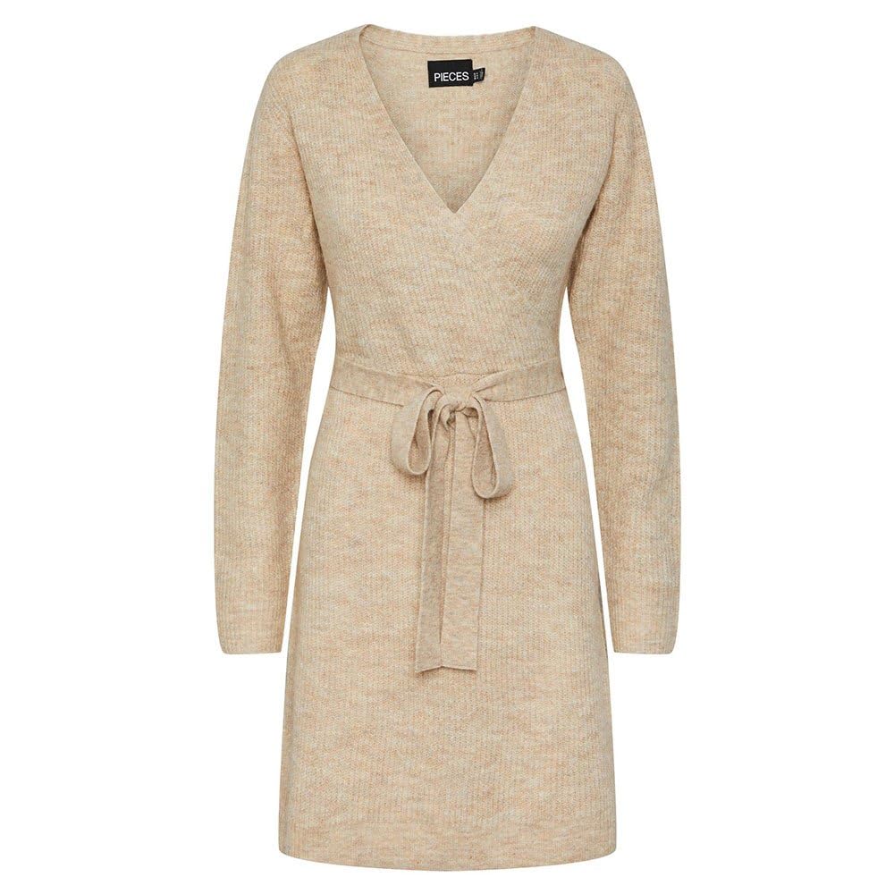 Pieces Pcellen LS Wrap Noos abito in maglia incrociato