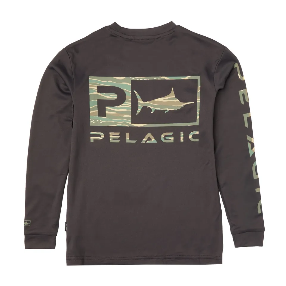 Pelagic Aquatek Wahoo Icon maglia bimbo grafite UPF 50+