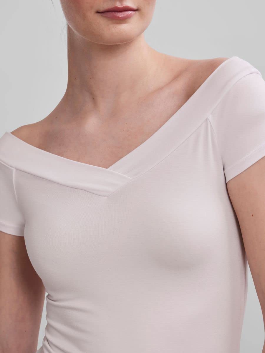 Pieces Pcmaliva Noos maglietta spalle scoperte scollo V elastica