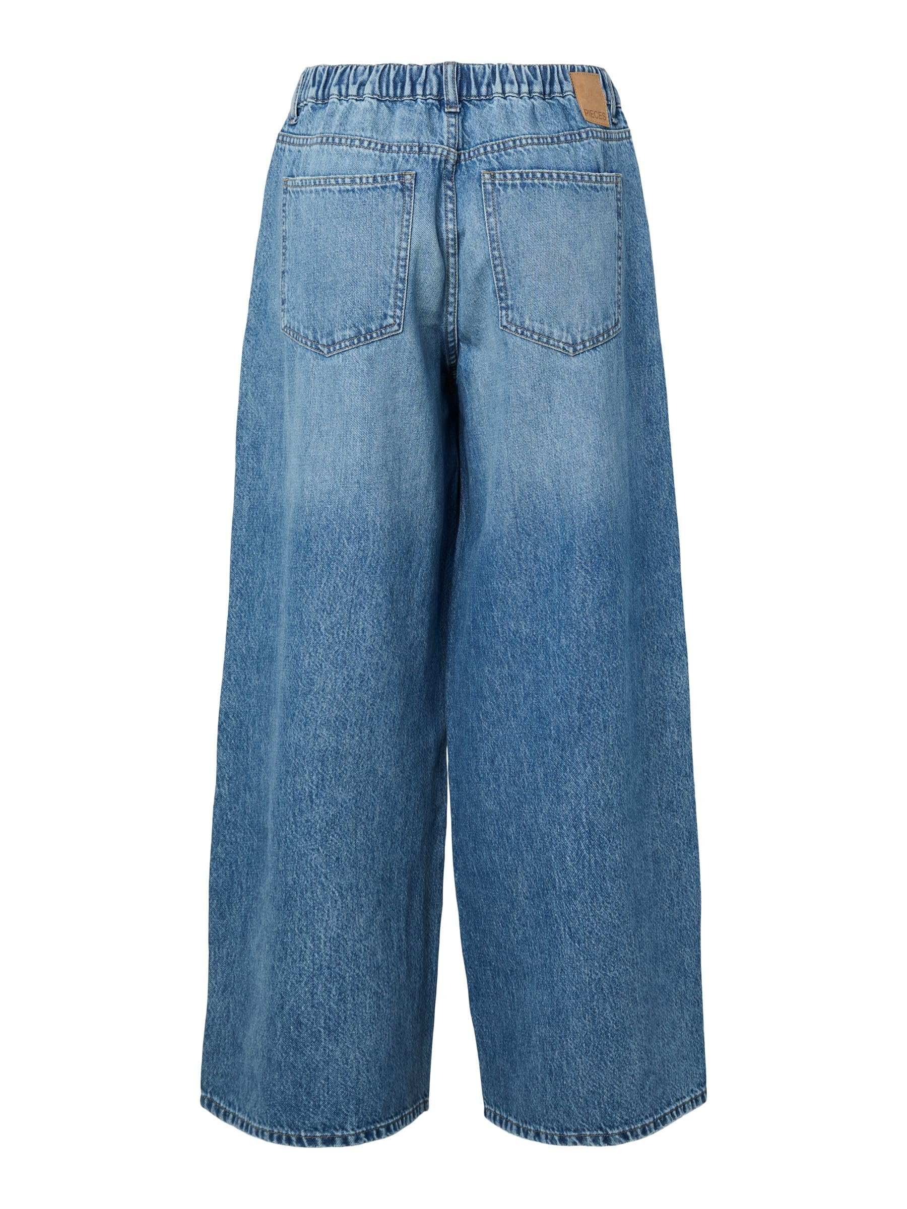 Pieces Pcsky MW Jeans larghi blu medio vita media