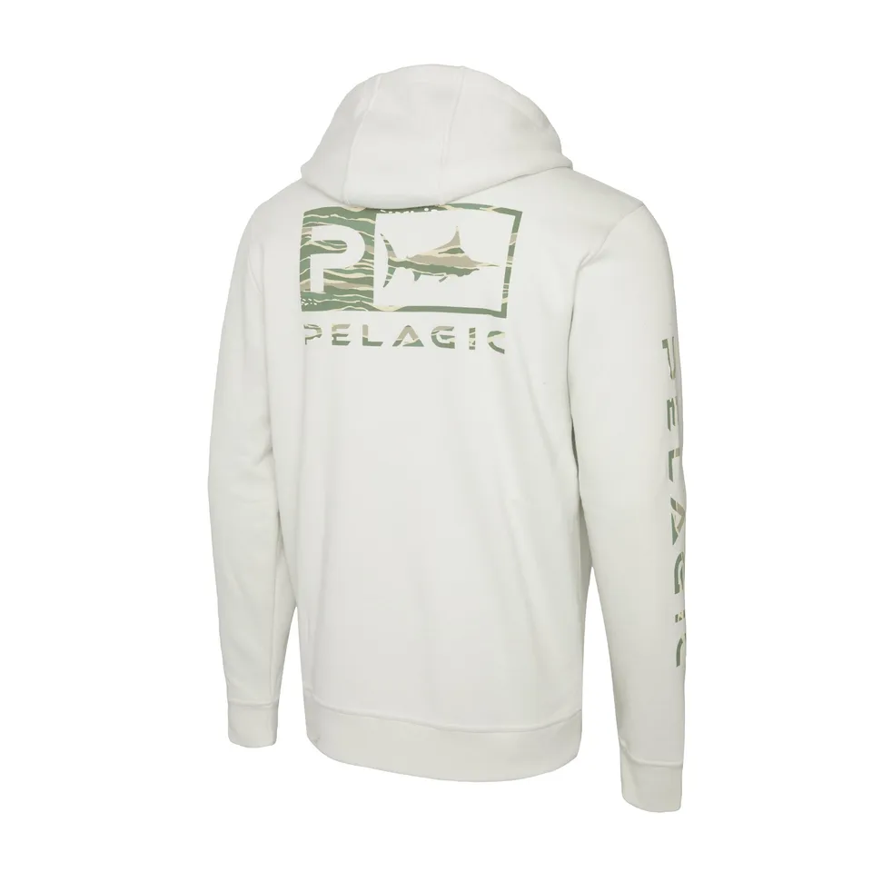 Pelagic Tanner Wahoo Icon felpa zip Bone in cotone