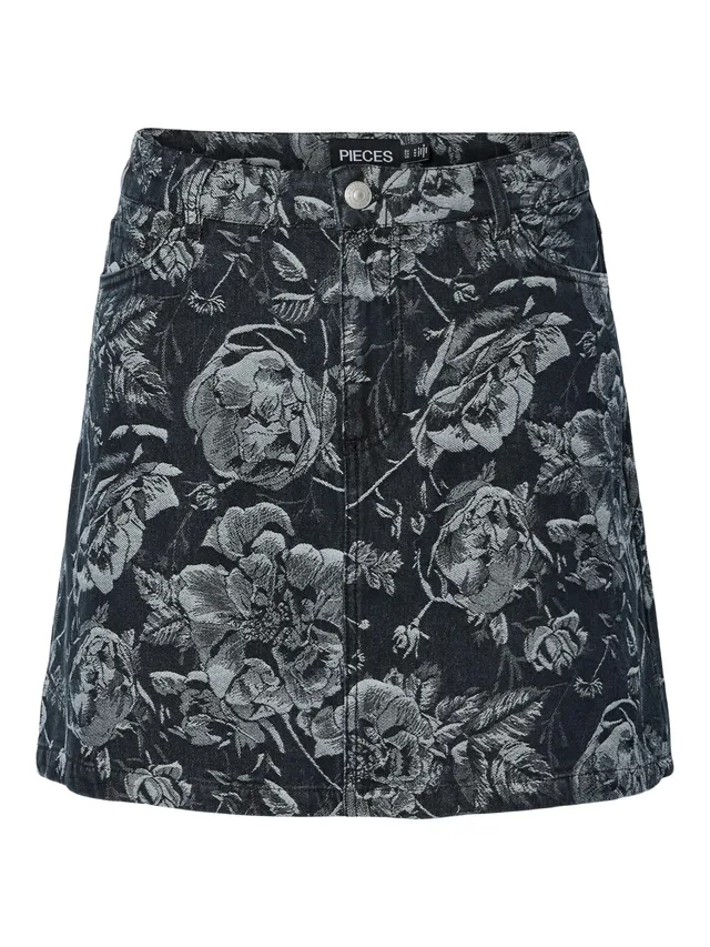 Pieces Pcmarosa MW Denim gonna donna nera M traspirante