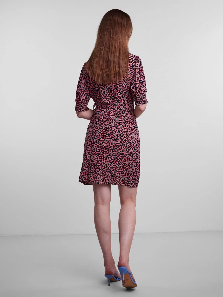Pieces vestito donna rosa fragola a fiori