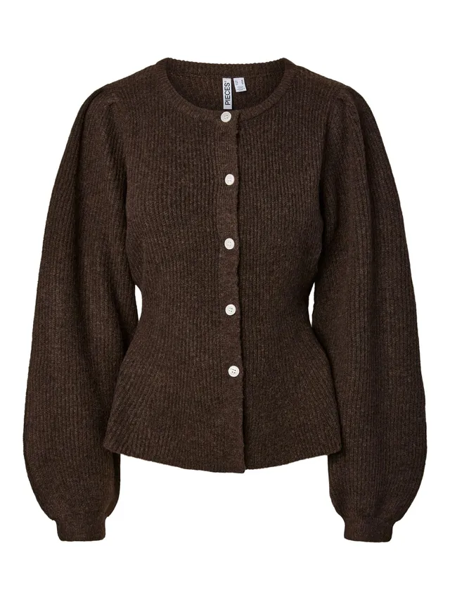 Pieces Pcsilly LS Puff Knit cardigan donna Hot Fudge