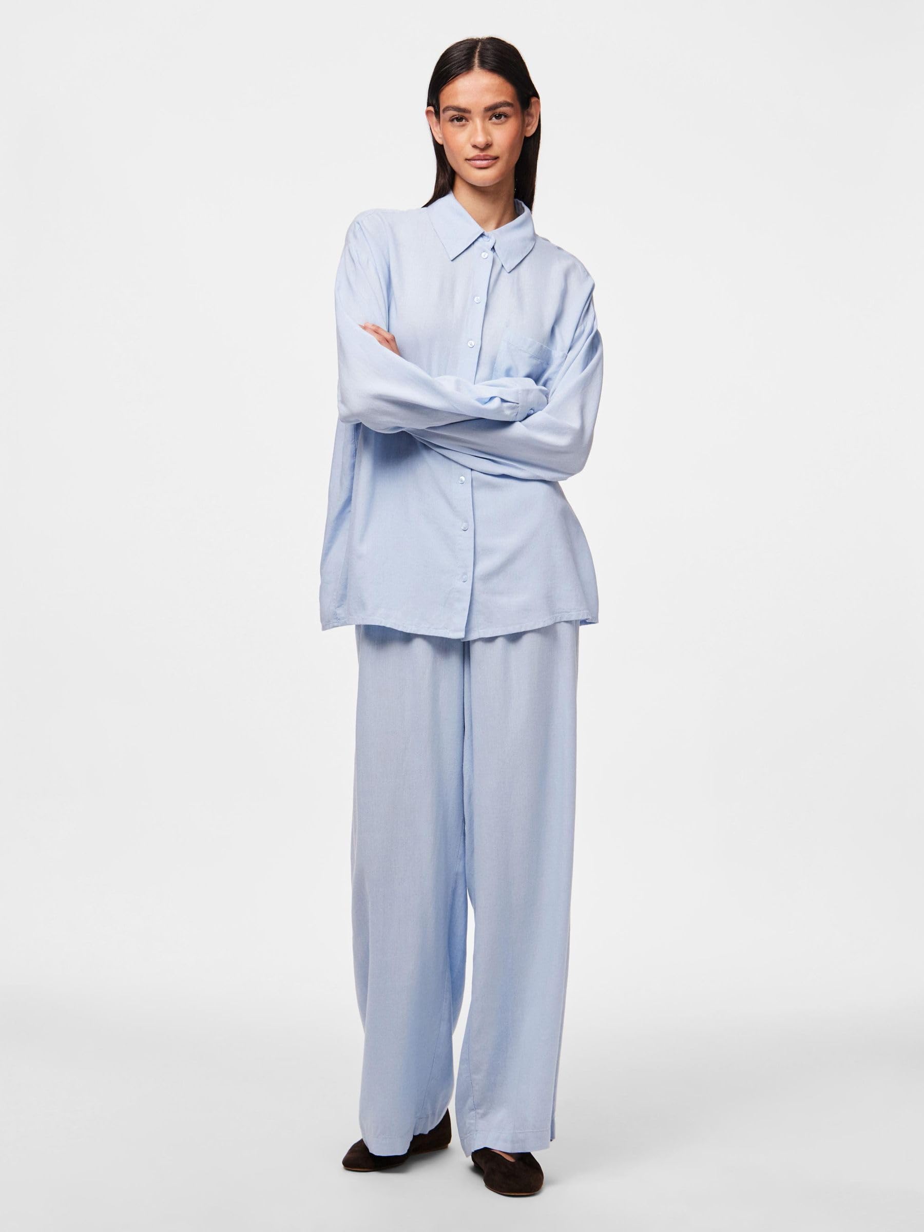 PIECES Pcpia LS Loose Shirt Pwp Mm Noos Camicia M Blu