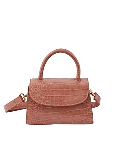 Pieces & Peace borsa a mano rosa stampa croco tracolla