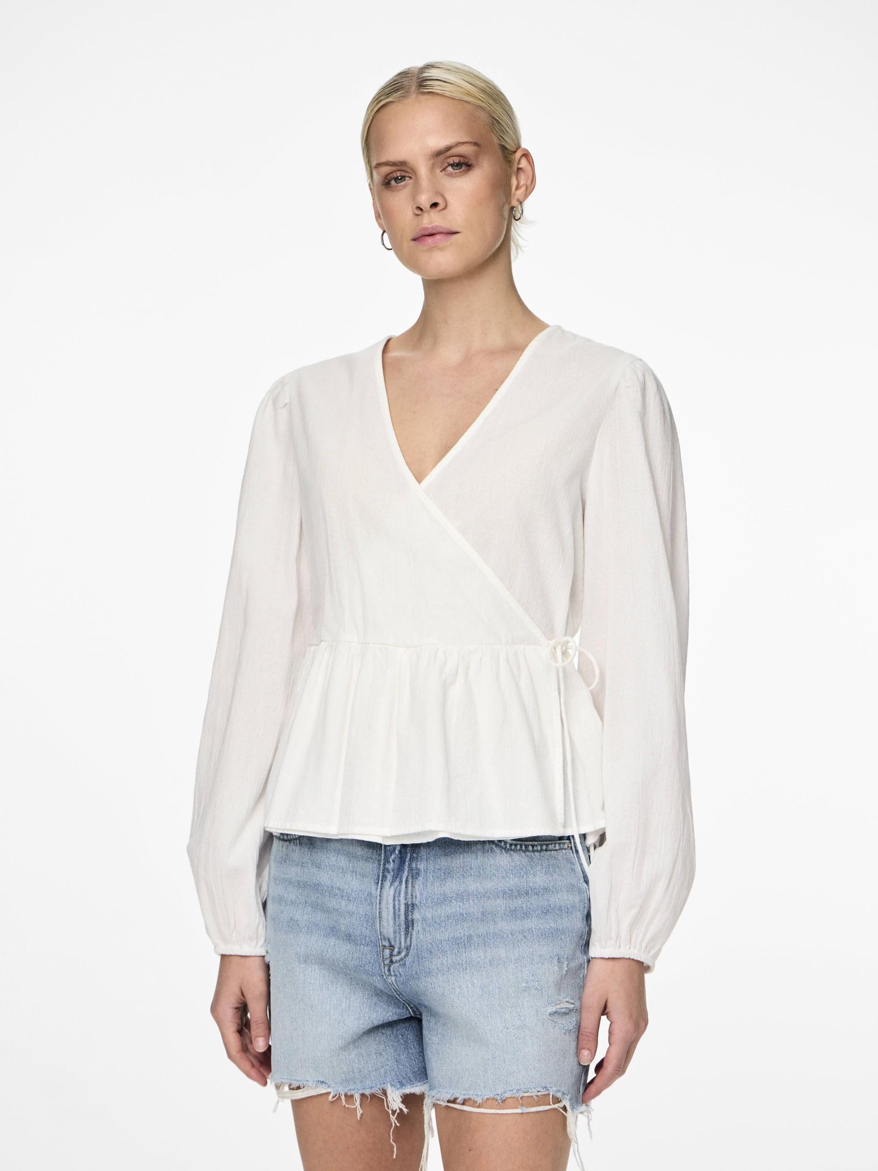 Pieces Pcmilla Cotton top donna S effetto incrocio
