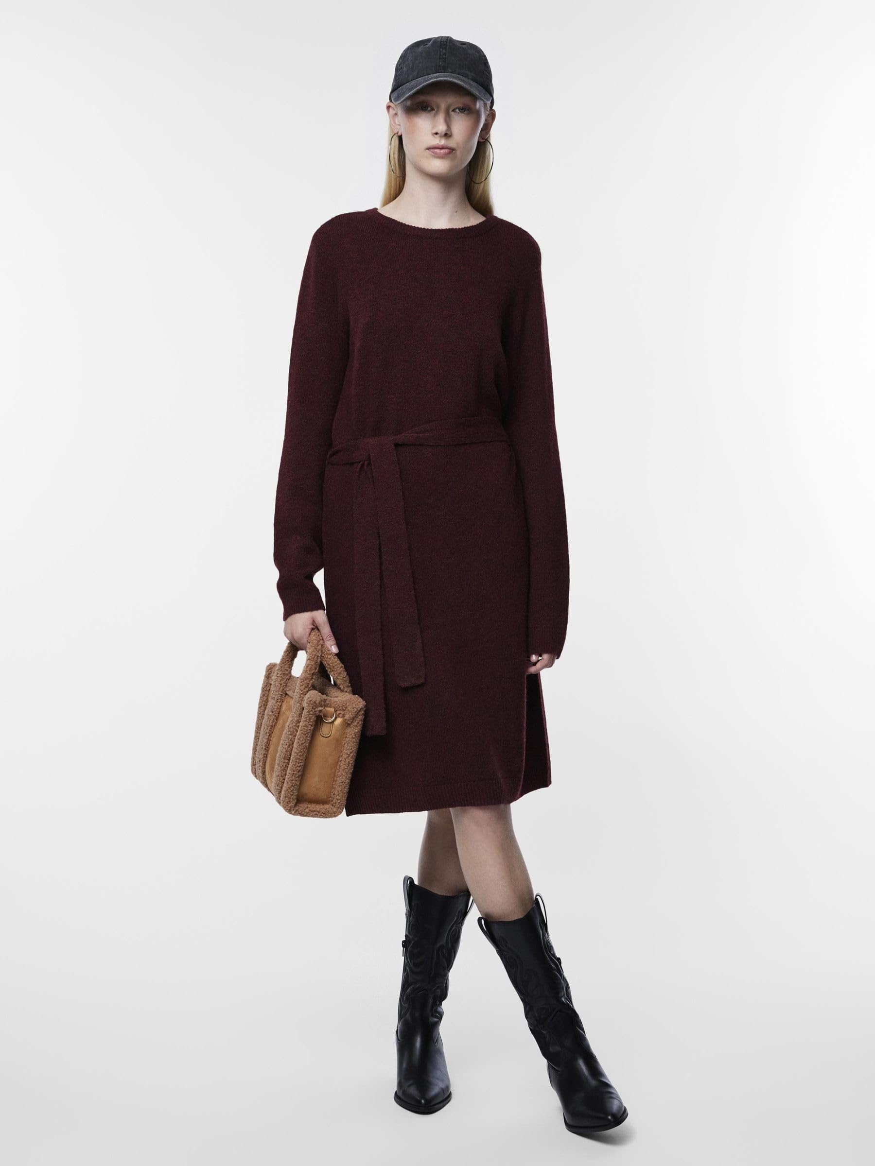 PIECES Pcjuliana LS O-Neck Knit Dress Noos BC vestito cotone
