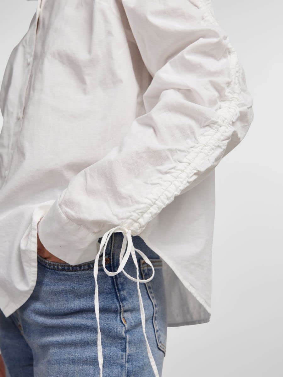 Pieces Pcbrenna LS Detail Shirt camicia donna bianca manica lunga