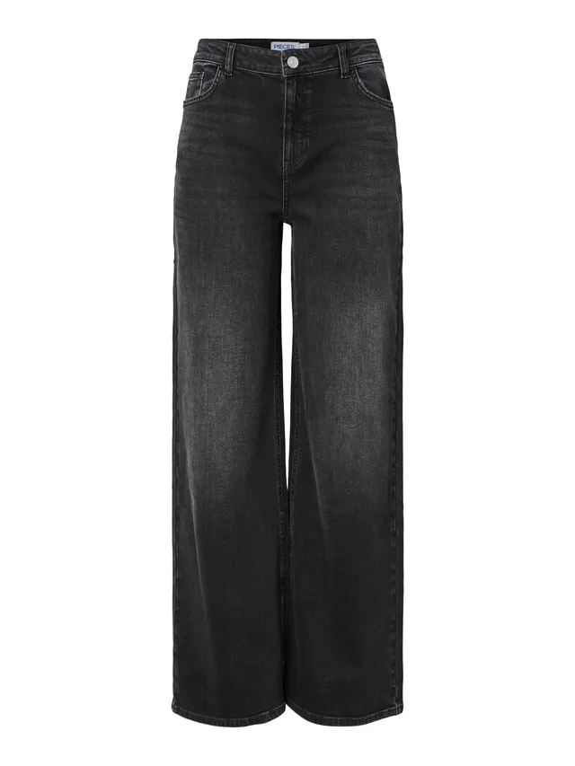Pieces Pcsilke MW Wide Jeans donna 32W/32L gamba larga