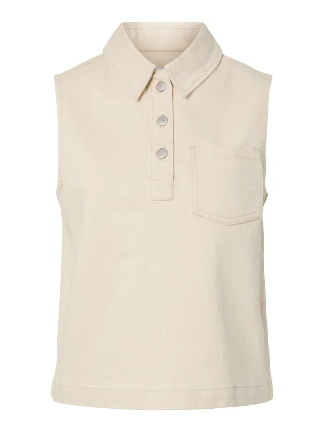 Pieces Pcgrace SL Denim Polo Top BC polo donna XS denim