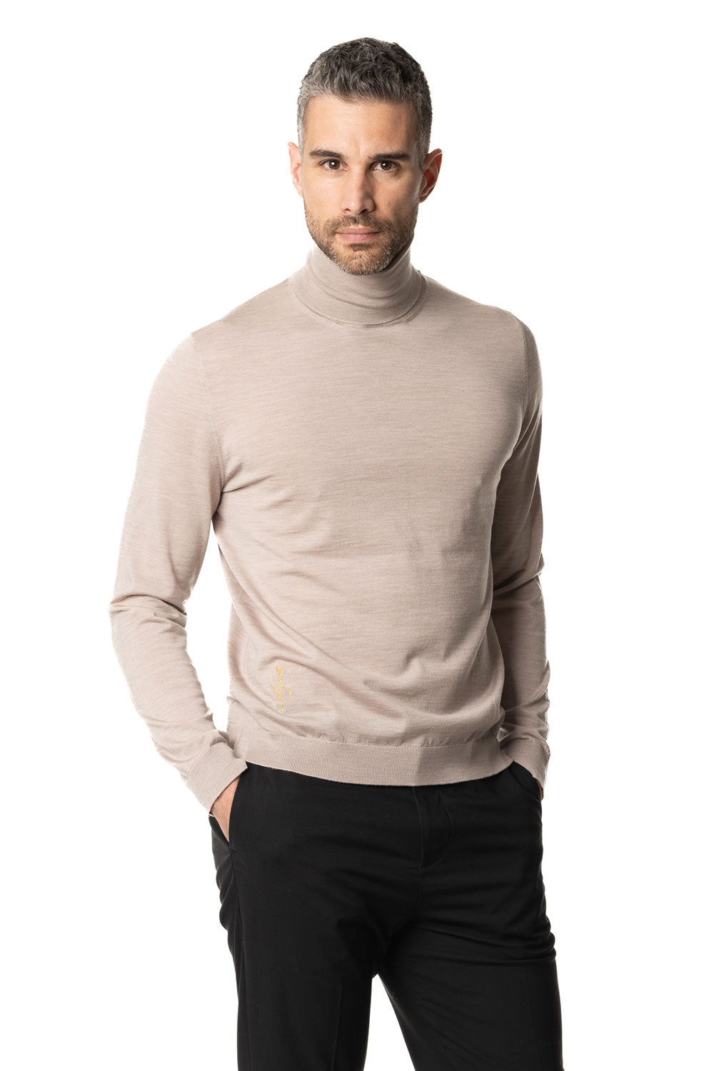 Vittoria Paci Dolcevita Lana Merinos Beige Uomo