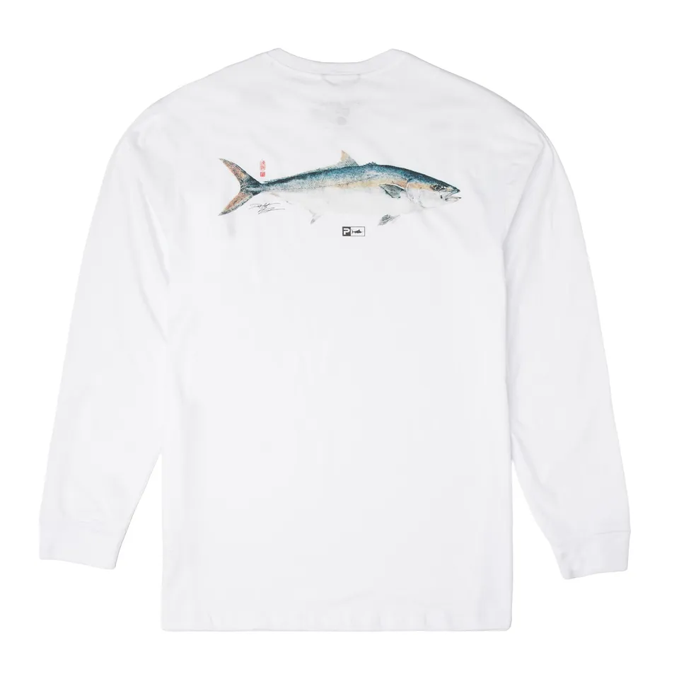 Pelagic DH Yellowtail LS t-shirt bianca cotone