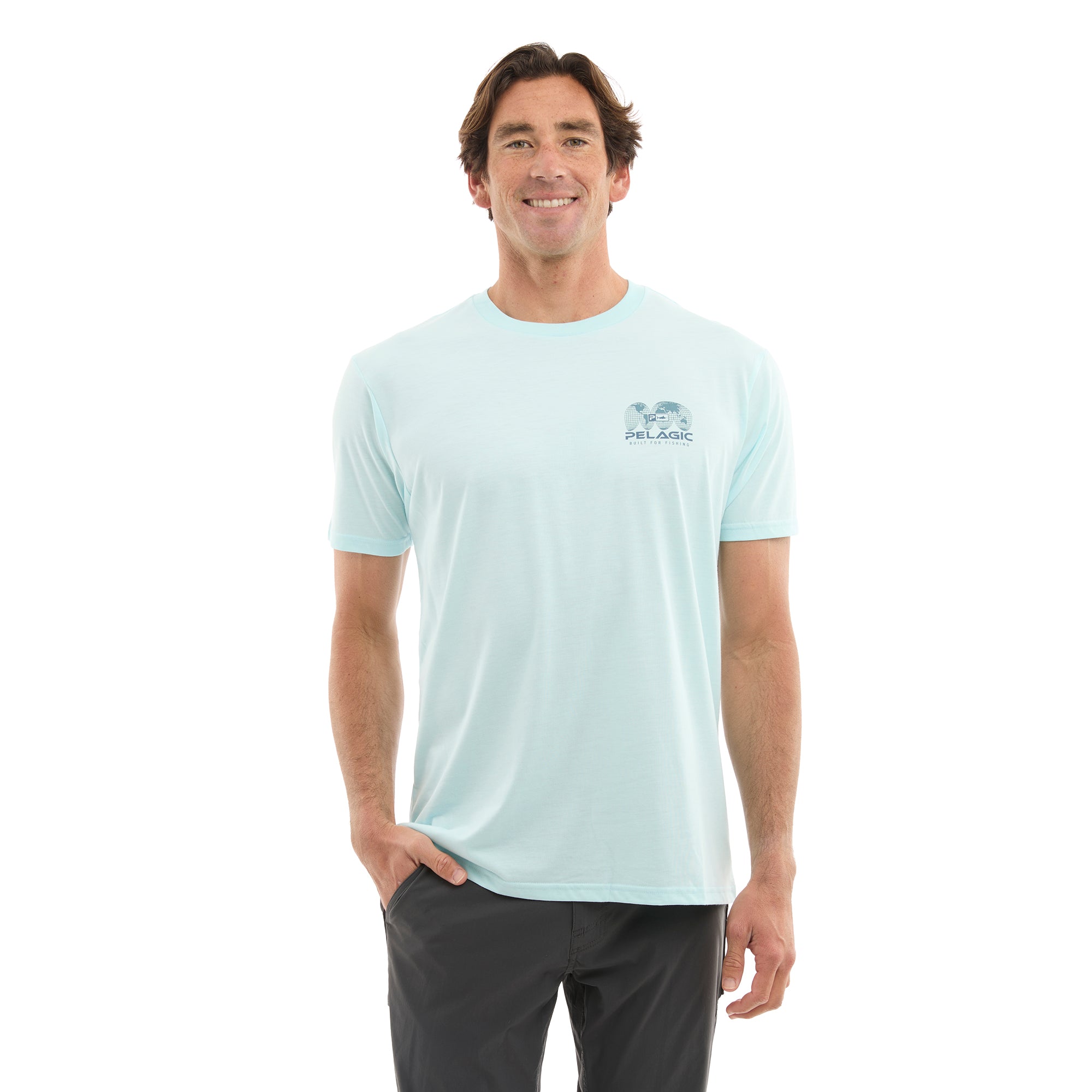 Pelagic Spliced t-shirt uomo azzurro mélange cotone