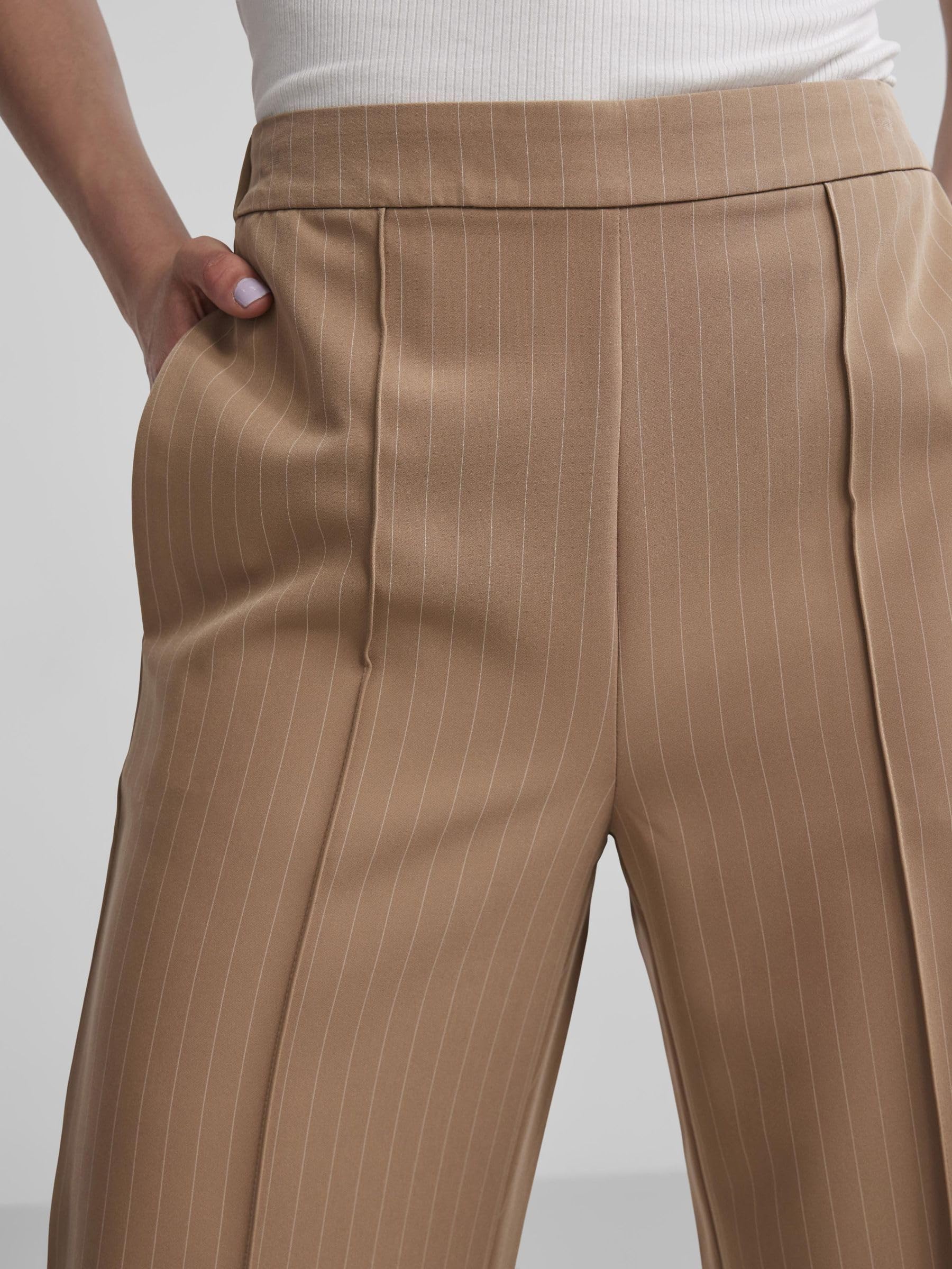 Pieces Pcbozzy HW Pantaloni Larghi Donna 30W/32L Rigati