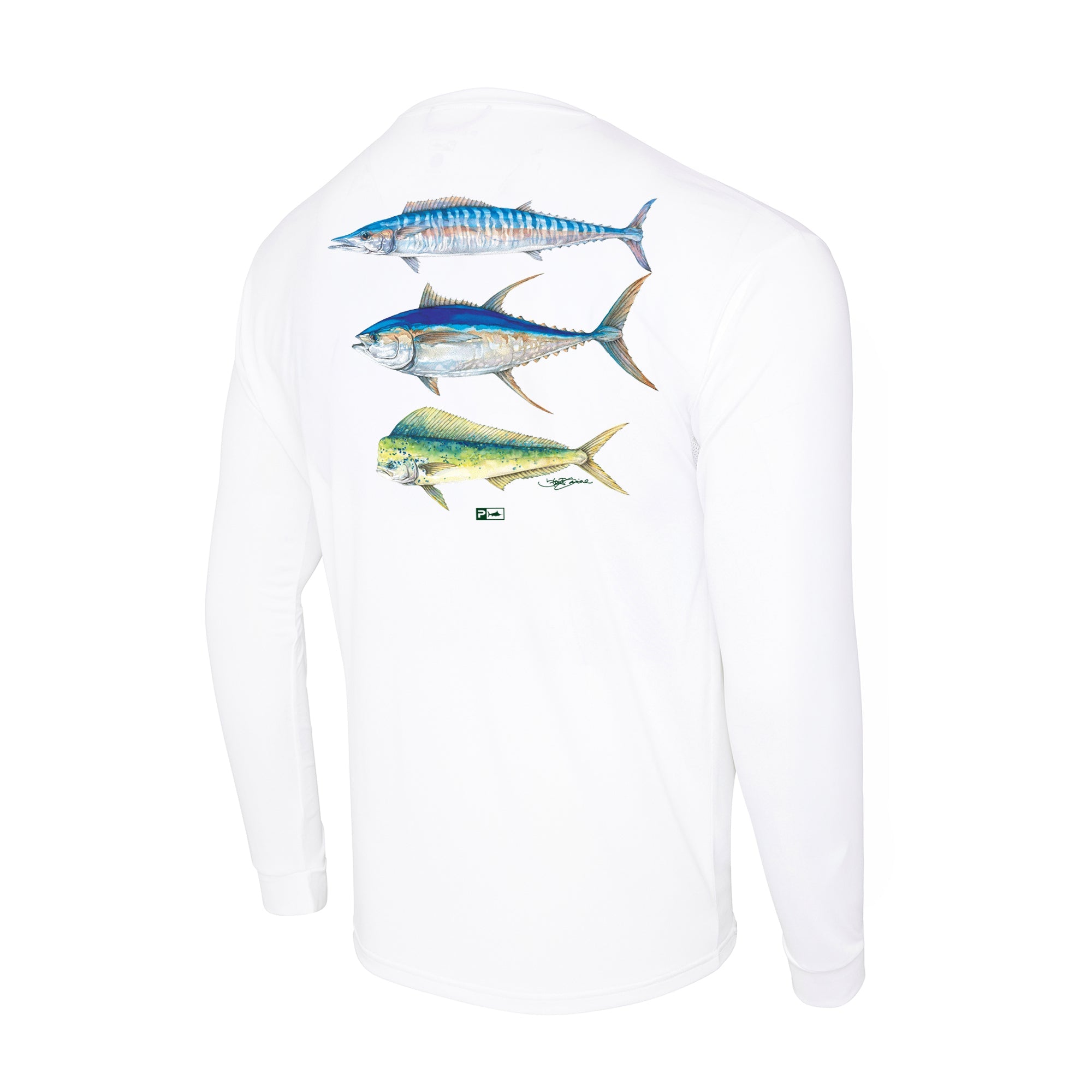 Pelagic Aquatek Goione Three Peat maglia bianca UPF 50+