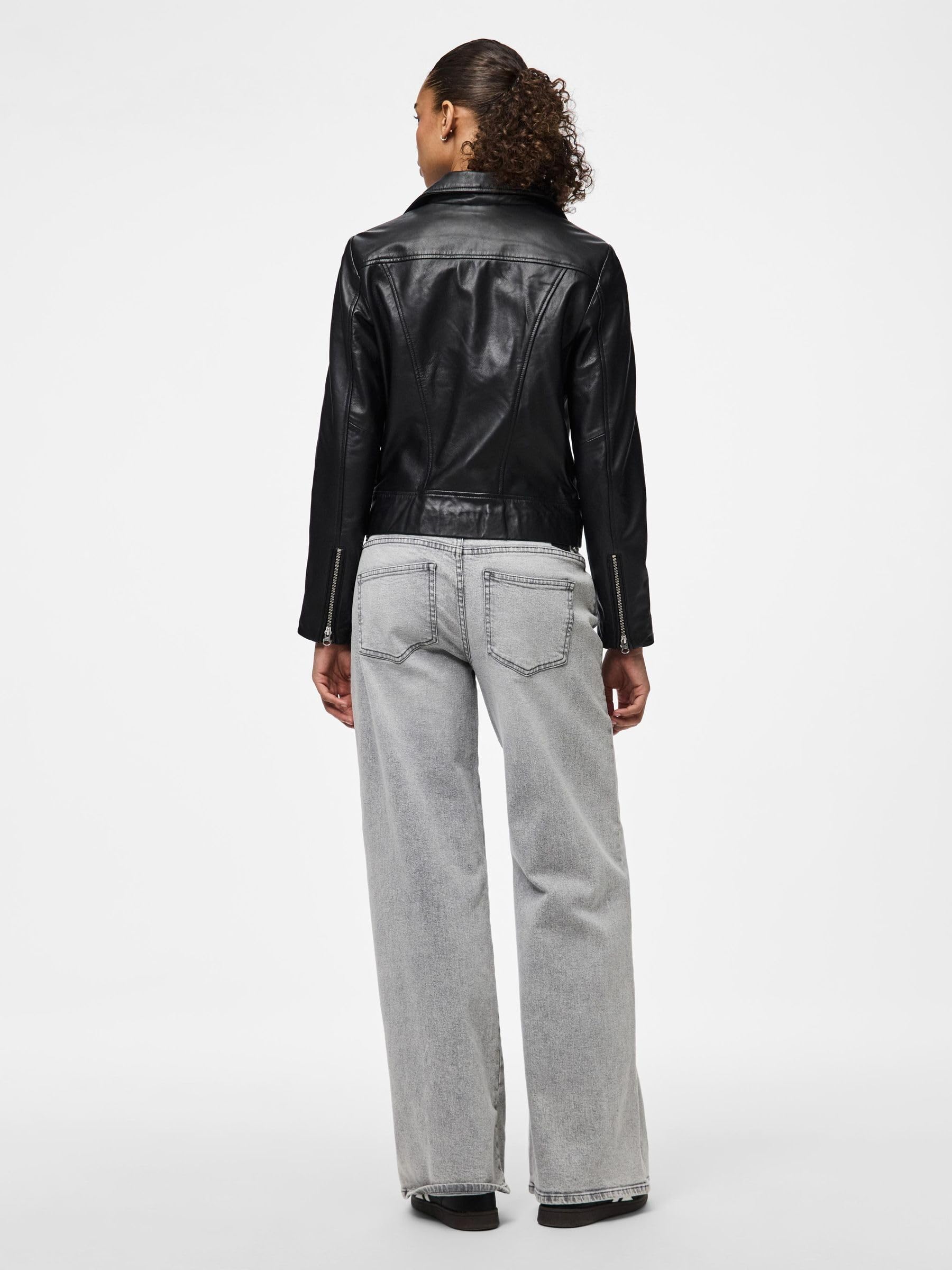 Pieces Pcsusse giacca pelle donna taglia M nera classica