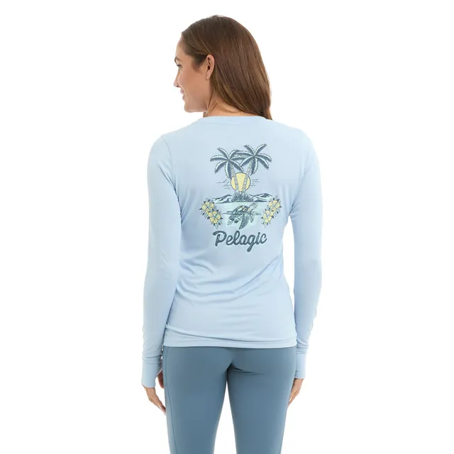 Pelagic Aquatek Isla Tortuga maglia manica lunga donna azzurra UPF 50+
