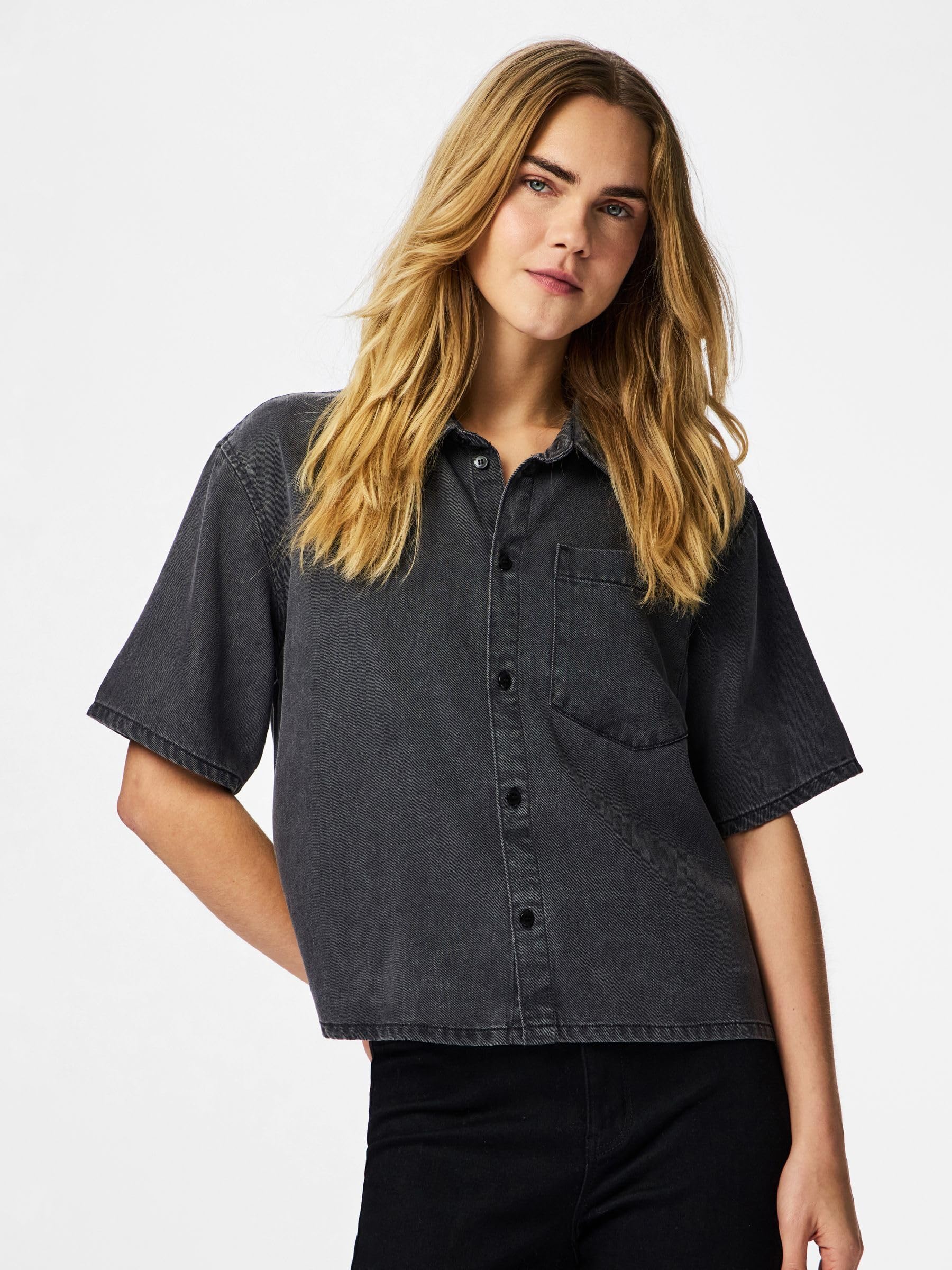 Pieces Pcsmidi SS Denim Shirt camicia XL comoda