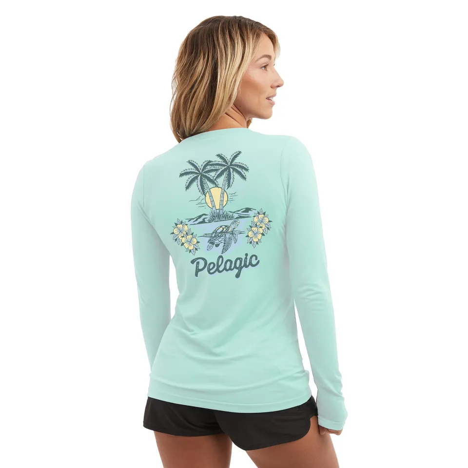 Pelagic Aquatek Isla Tortuga maglia donna turchese UPF 50+
