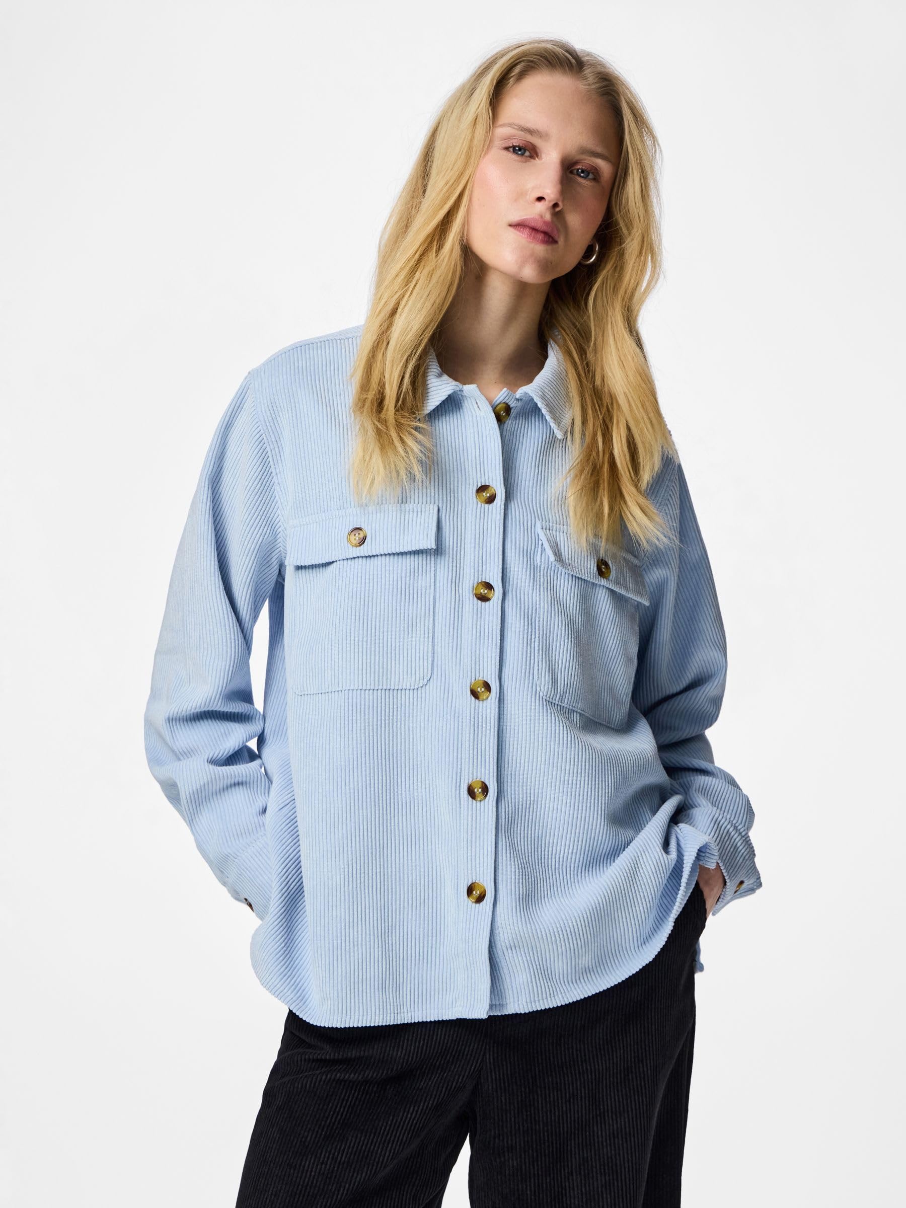 PIECES Pceffi LS Shirt Wvn Noos camicia XS blu manica lunga