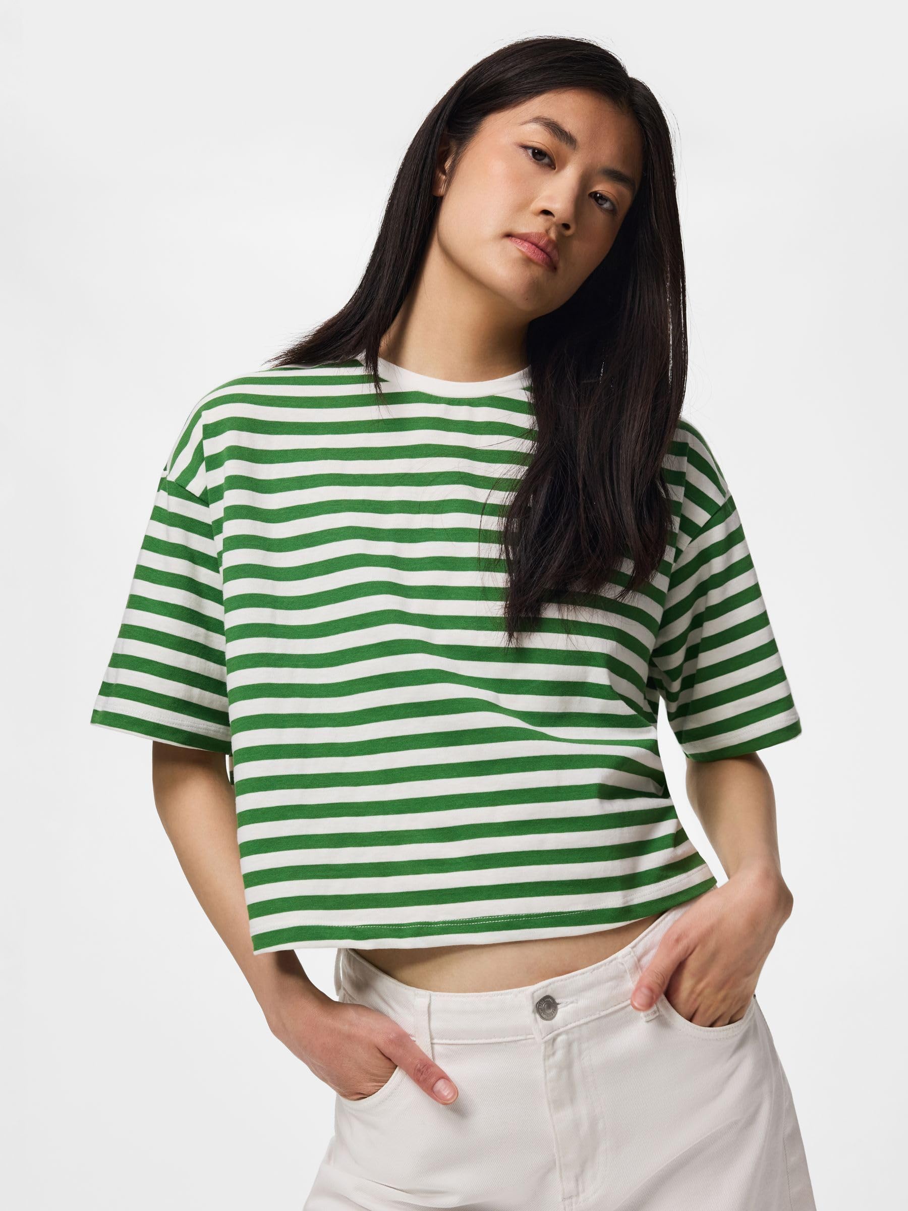 Pieces Pcpadie 2/4 Boxy Tee T-Shirt Donna Cotone