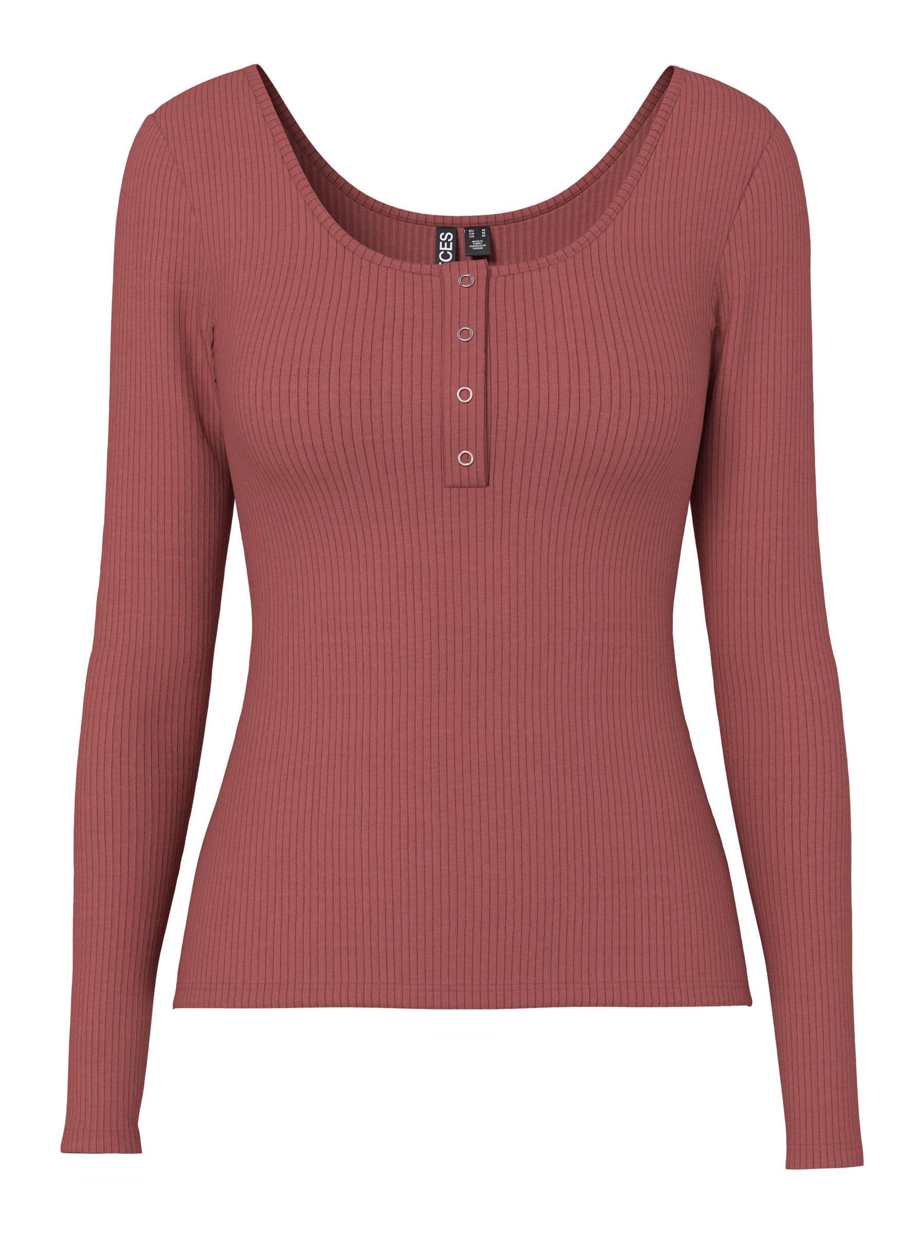 Pieces Pckitte LS Top Noos Maglietta Donna M Burro di Mela