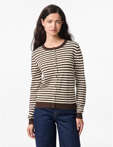 Pieces Pcnora cardigan donna XS scollo tondo marrone