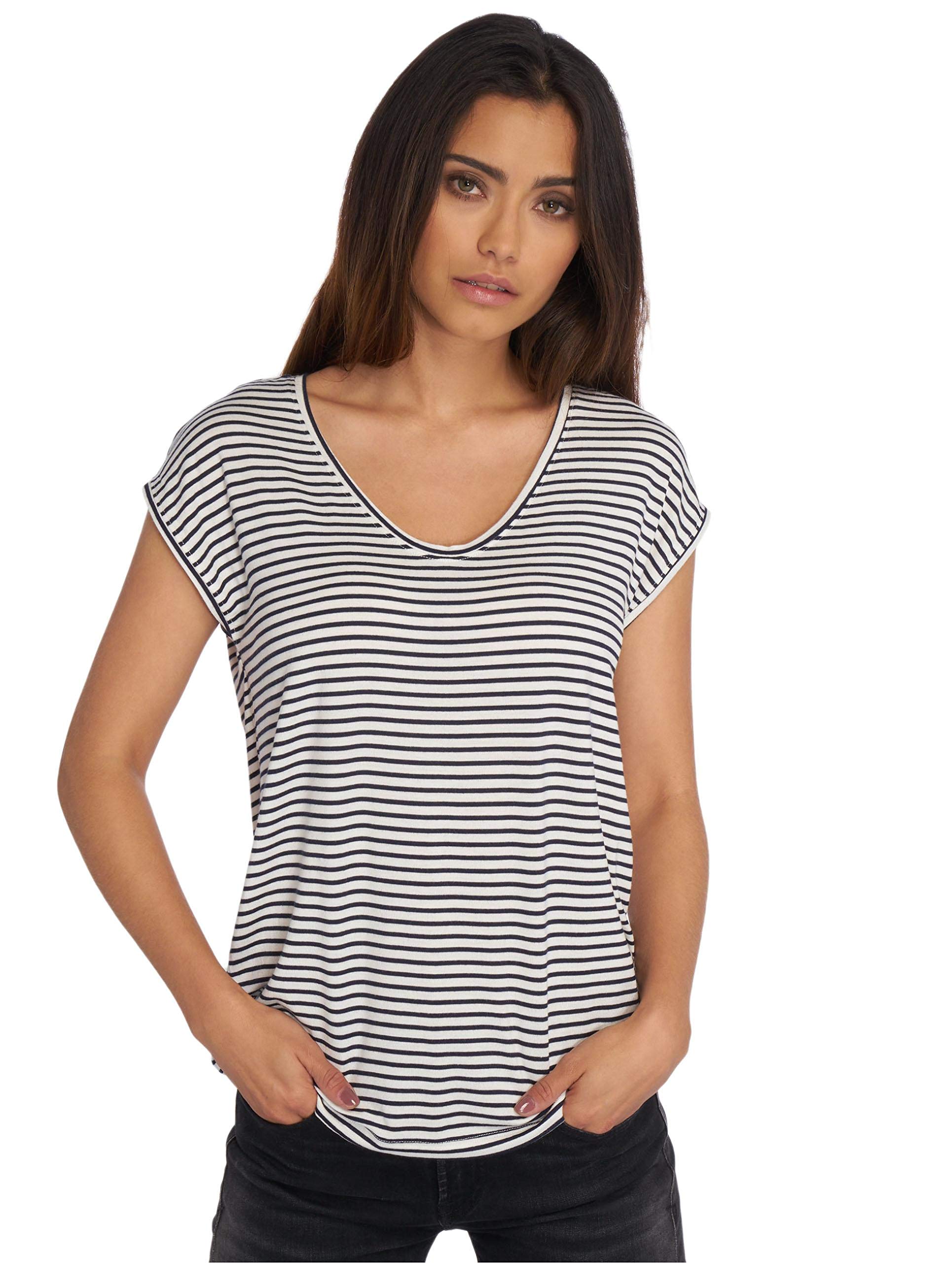 Pieces Pcbillo New Tee Noos t-shirt donna beige righe scollo V