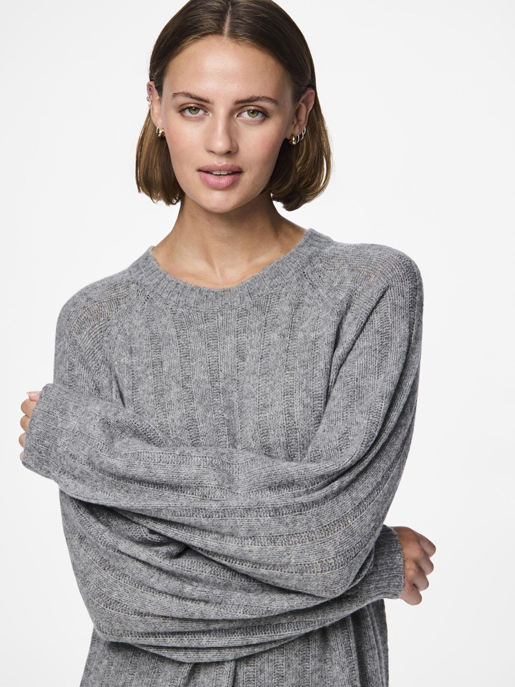 Pieces PCMaggy abito in maglia donna grigio melange